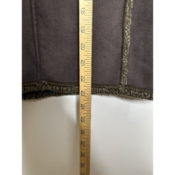 L.L. Bean Faux Shearling Vest Women’s Brown Sherpa Button Up Size Small - Picture 6 of 9